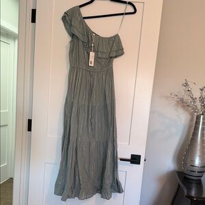 Heartloom One-Shoulder Sage Dress